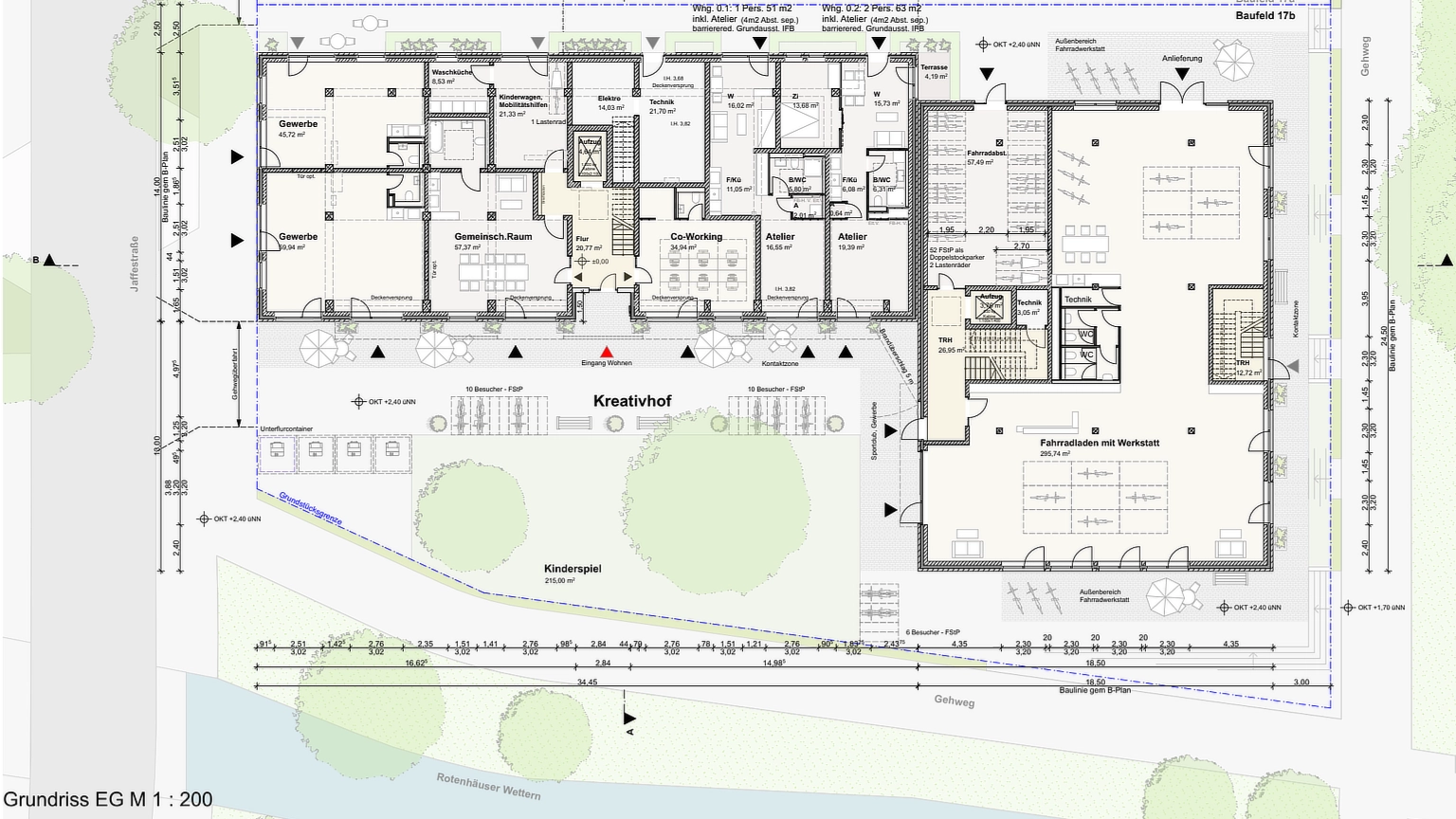 A dimensioned floor plan of the ground floor.